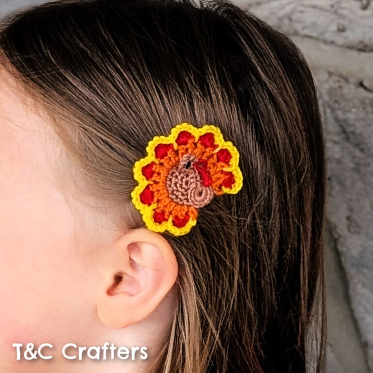 Thanksgiving Turkey Hair Clip – Free Crochet Pattern