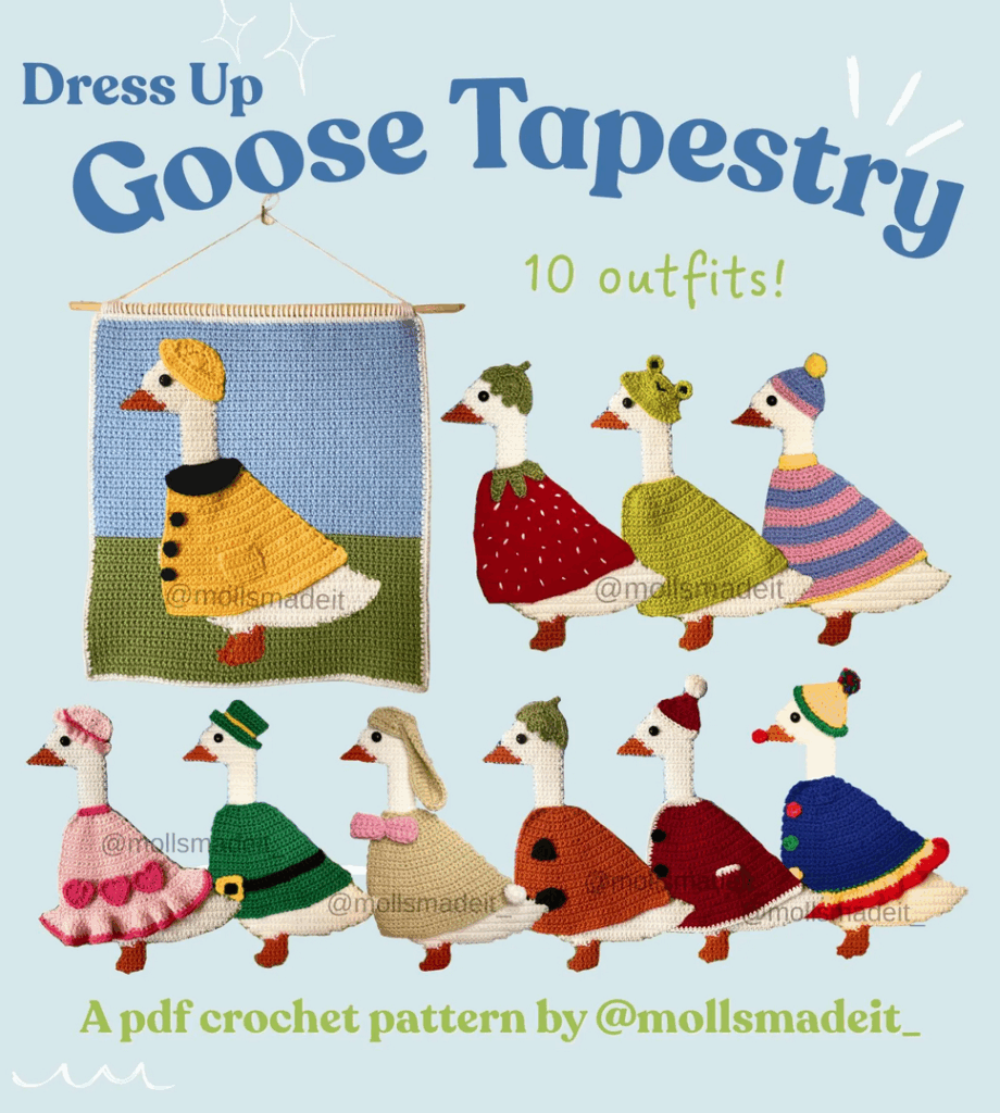 Dress Up Goose Tapestry by Molls Made It