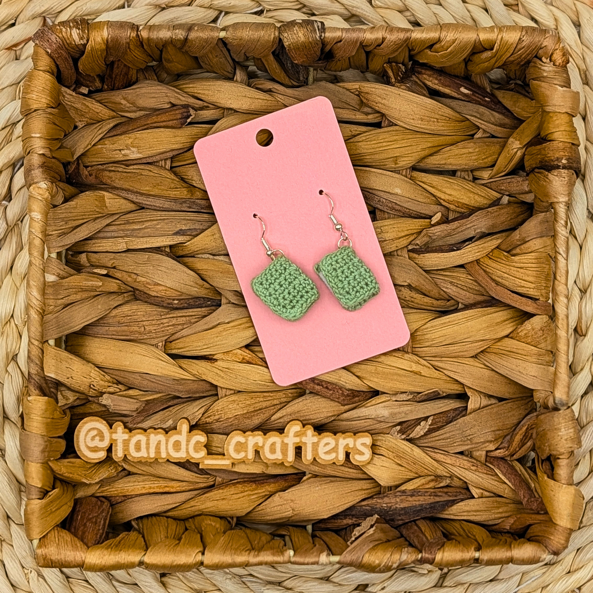 Green Book Micro Crochet Dangle Earrings